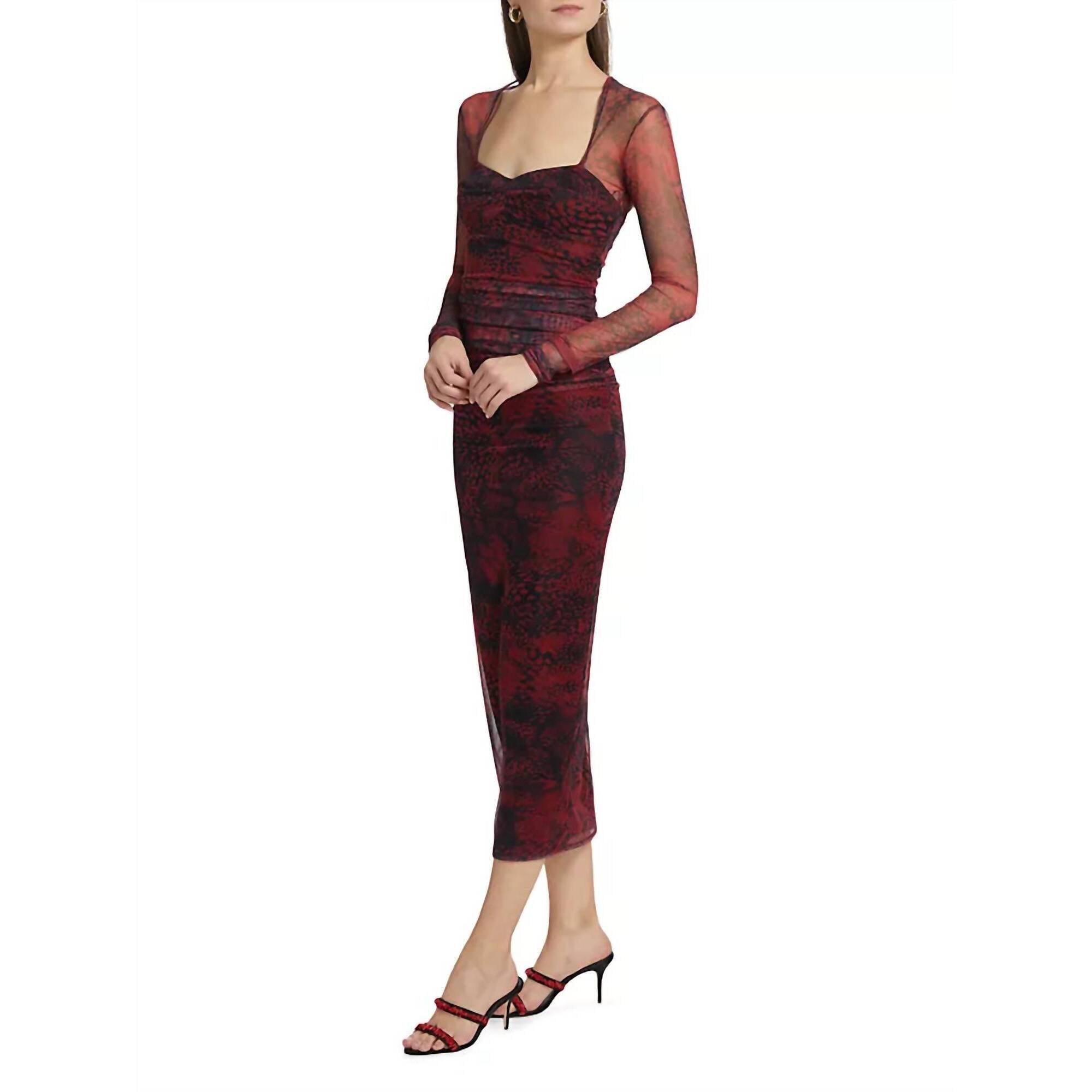New Amanda Uprichard Cade Printed Body-Con Midi Dress In Viper